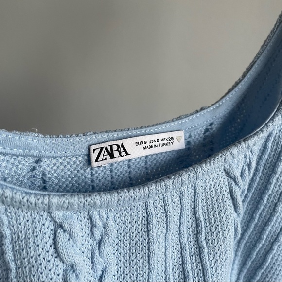 NWOT Zara cable knit crop top size small color light blue - Picture 6 of 6